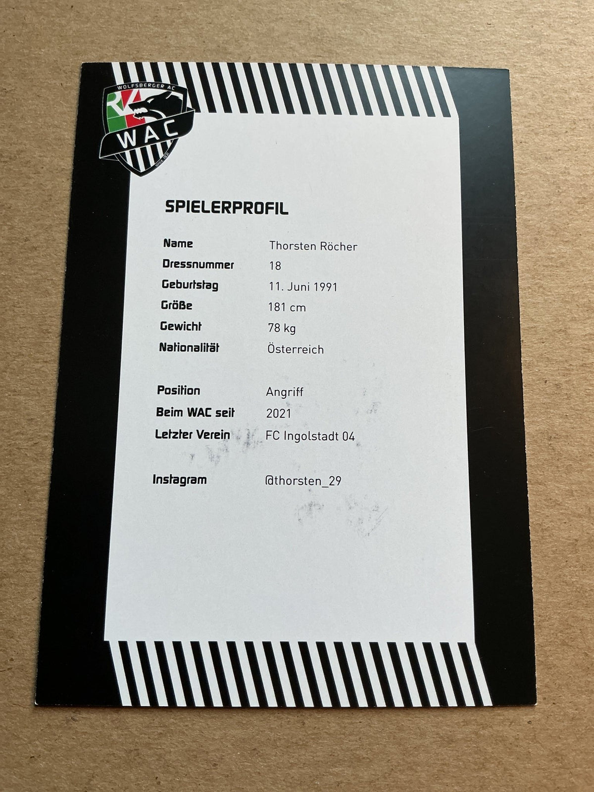 Thorsten Röcher, Austria 🇦🇹 Wolfsberger AC 2023/24 hand signed - Autographs-World