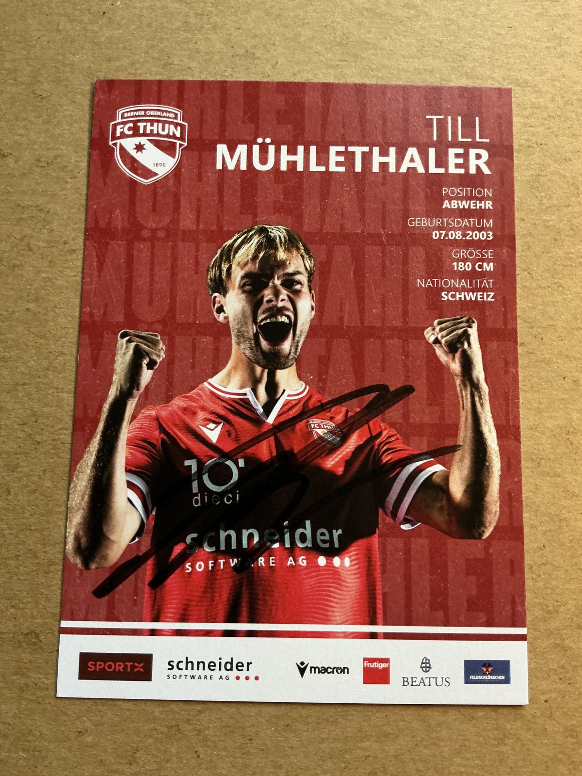 Till Mühlethaler, Switzerland 🇨🇭 FC Thun 2023/24 hand signed - Autographs-World