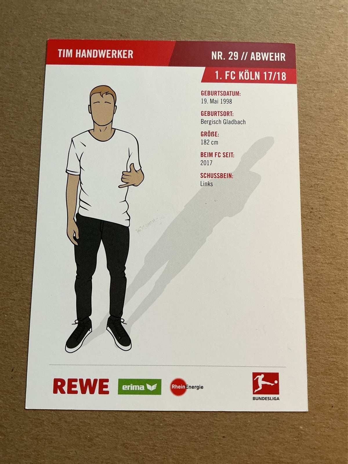 Tim Handwerker, Germany 🇩🇪 1.FC Köln 2017/18 hand signed - Autographs-World