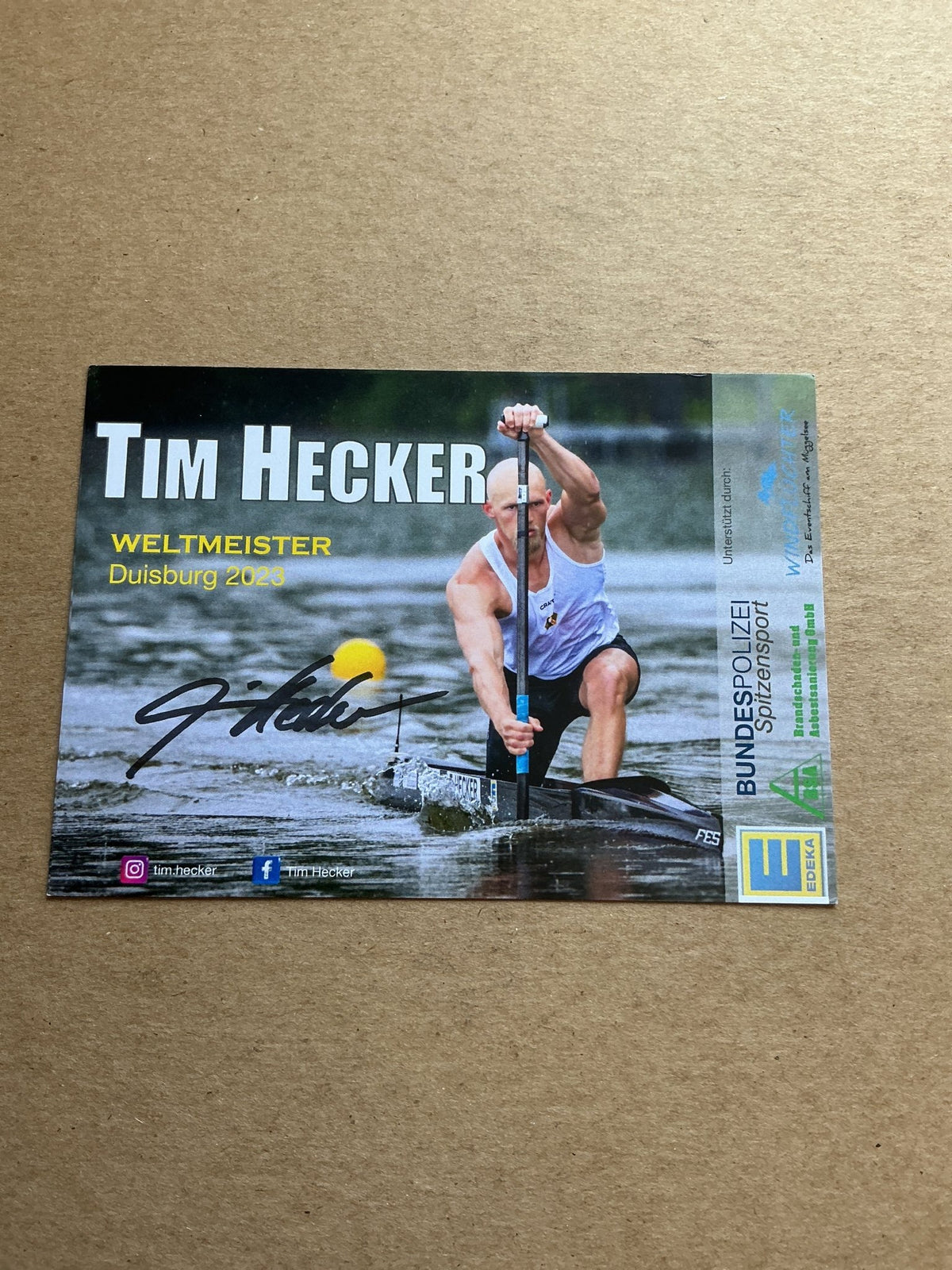 Tim Hecker, Germany 🇩🇪 Canoeing Summer Olympics 2024 hand signed - Autographs-World