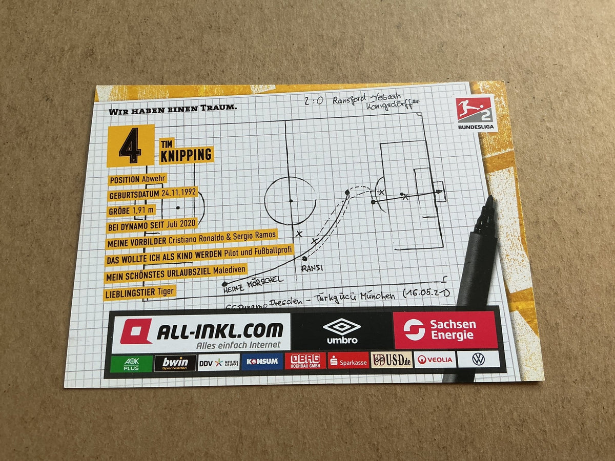Tim Knipping, Germany 🇩🇪 Dynamo Dresden 2021/22 hand signed - Autographs-World
