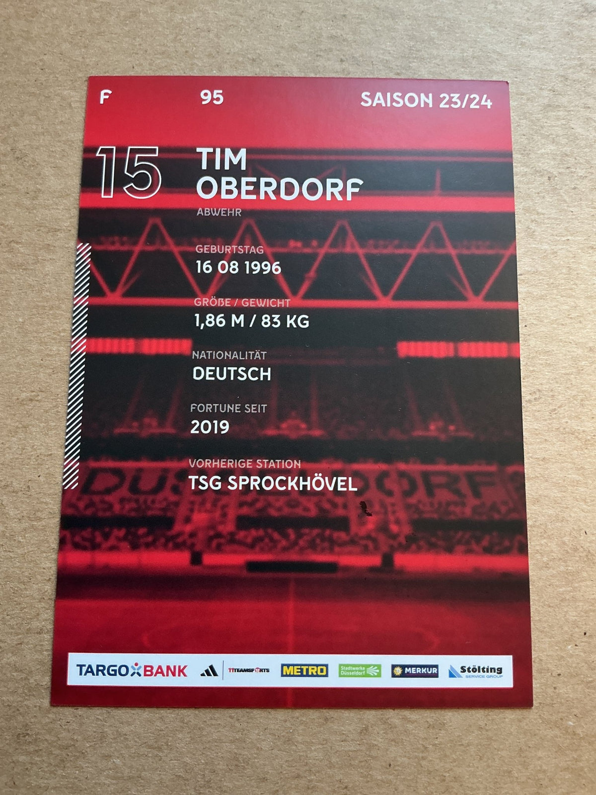 Tim Oberdorf, Germany 🇩🇪 Fortuna Düsseldorf 2023/24 hand signed - Autographs-World