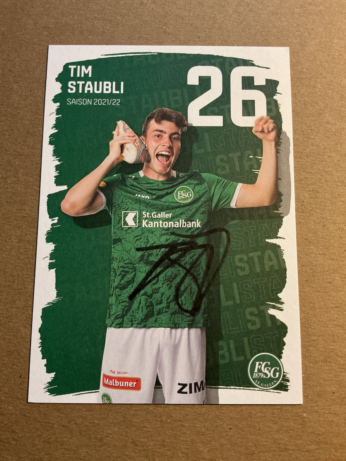 Tim Staubli, Switzerland 🇨🇭 FC St. Gallen 2021/22 hand signed - Autographs-World