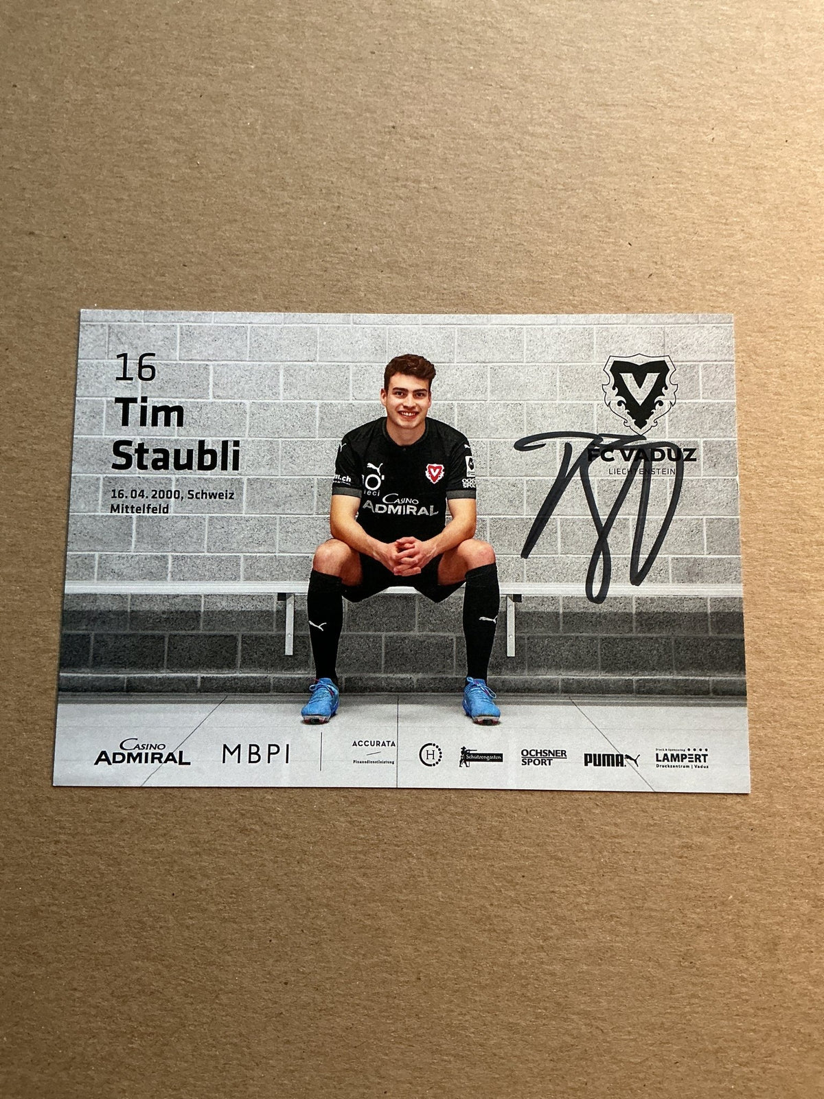 Tim Staubli, Switzerland 🇨🇭 FC Vaduz 2021/22 hand signed - Autographs-World