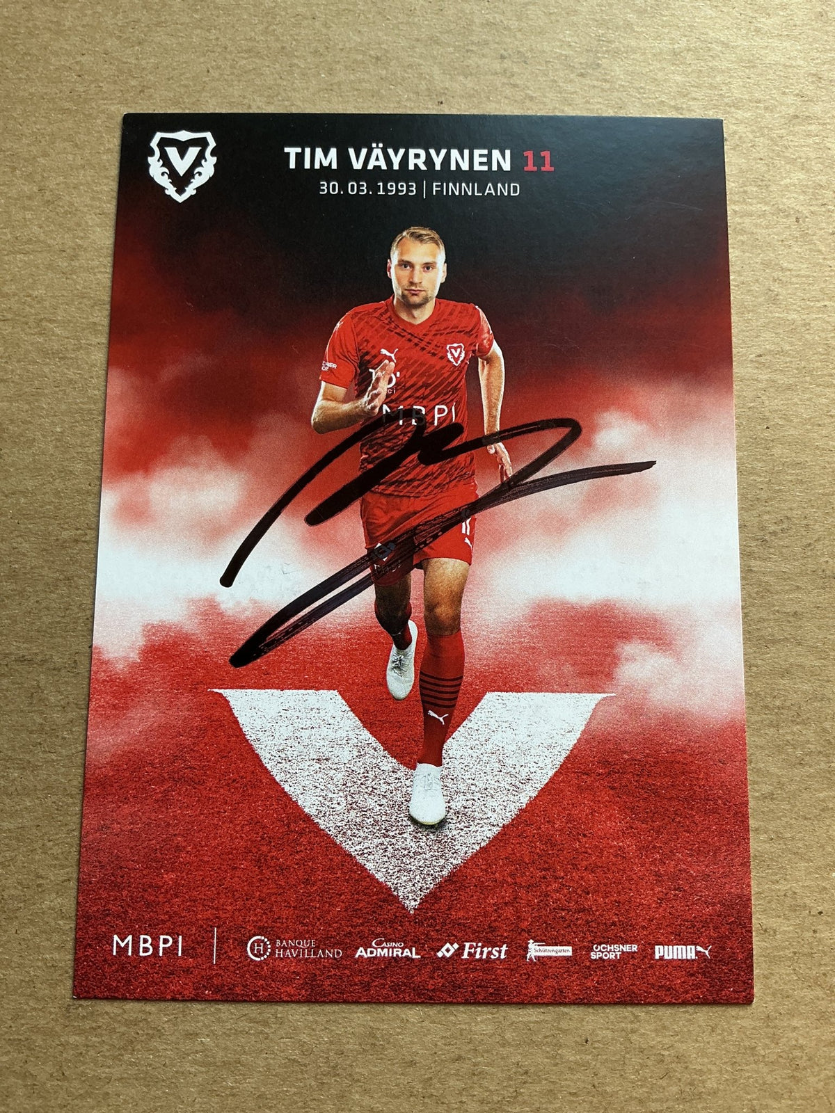 Tim Väyrynen, Finland 🇫🇮 FC Vaduz 2023/24 hand signed - Autographs-World
