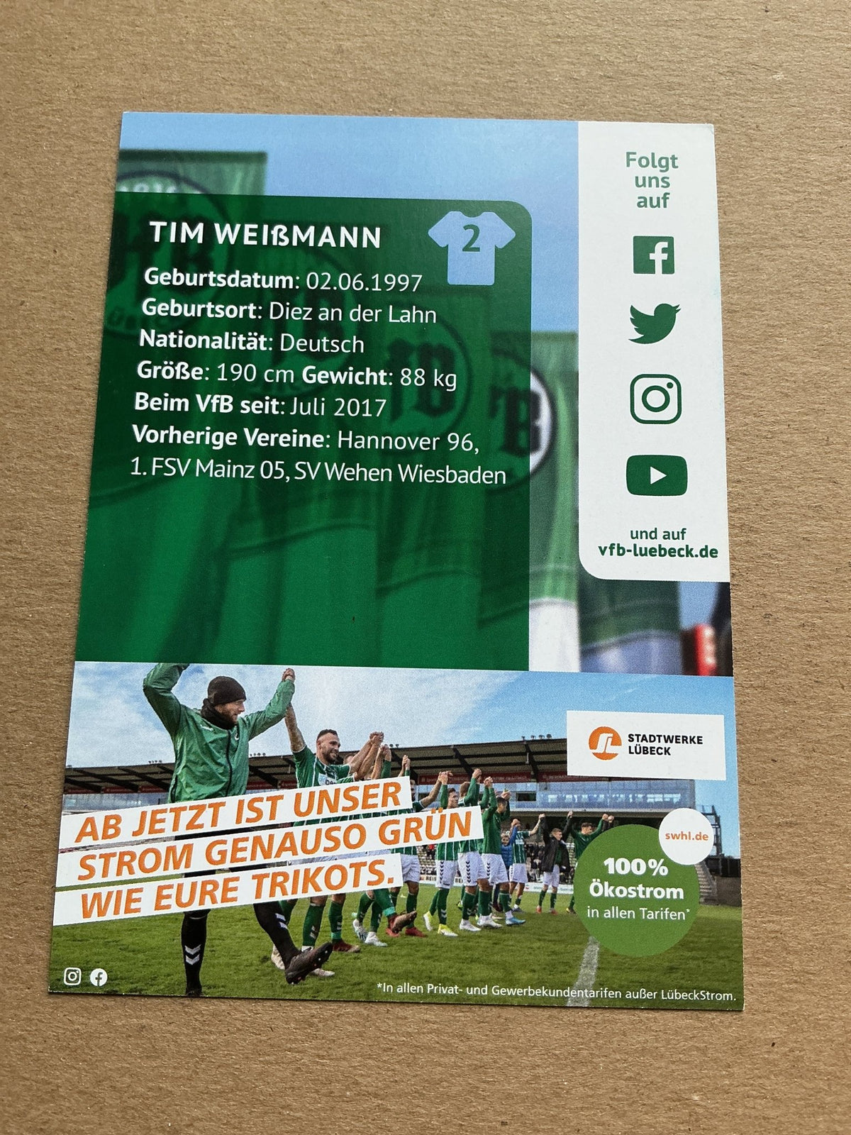 Tim Weißmann, Germany 🇩🇪 VfB Lübeck 2020/21 hand signed - Autographs-World