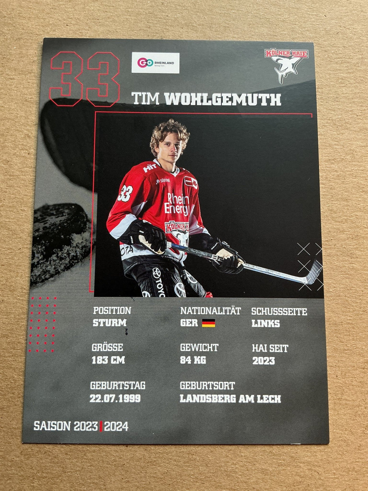 Tim Wohlgemuth, Germany 🇩🇪 Kölner Haie 2023/24 hand signed - Autographs-World