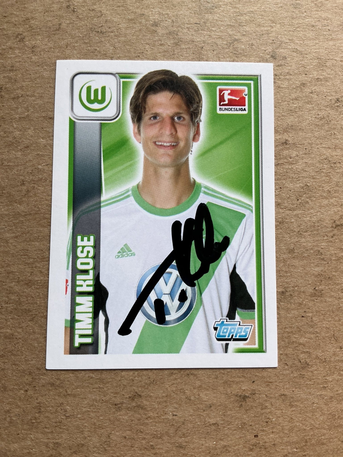 Timm Klose, Switzerland 🇨🇭 VfL Wolfsburg 2013/14 Topps hand signed - Autographs-World