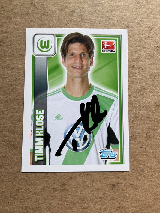 Timm Klose, Switzerland 🇨🇭 VfL Wolfsburg 2013/14 Topps hand signed - Autographs-World