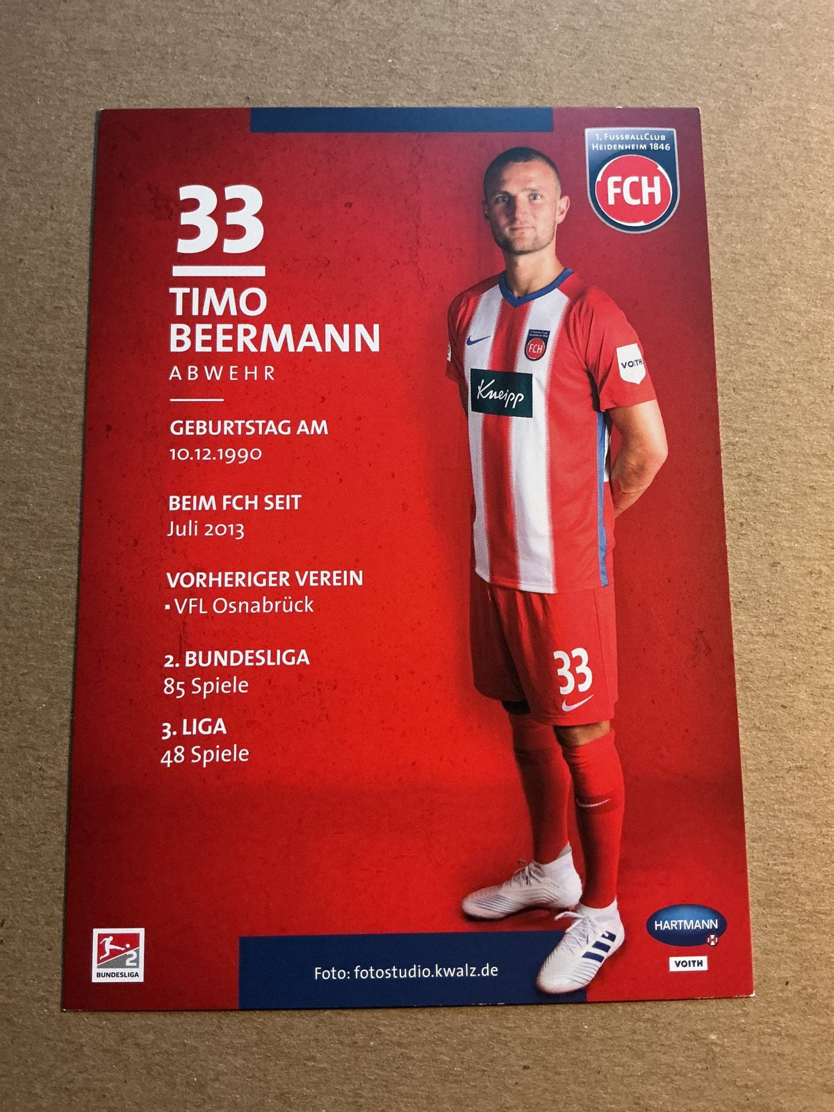 Timo Beermann, Germany 🇩🇪 1.FC Heidenheim 2019/20 hand signed - Autographs-World