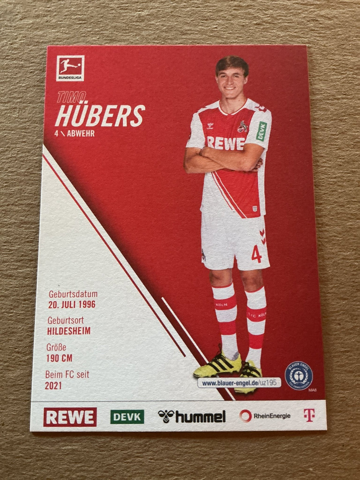 Timo Hübers, Germany 🇩🇪 1.FC Köln 2022/23 hand signed - Autographs-World