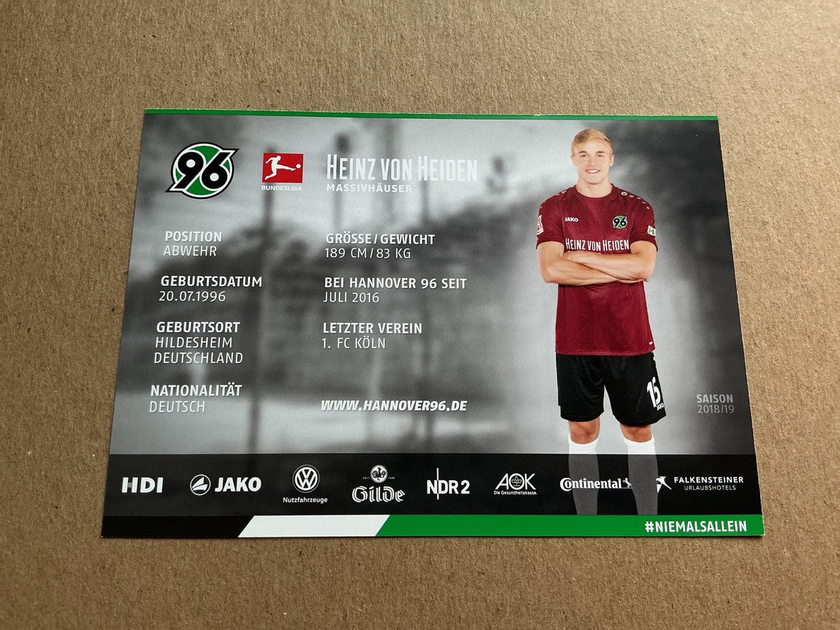 Timo Hübers, Germany 🇩🇪 Hannover 96 2018/19 hand signed - Autographs-World