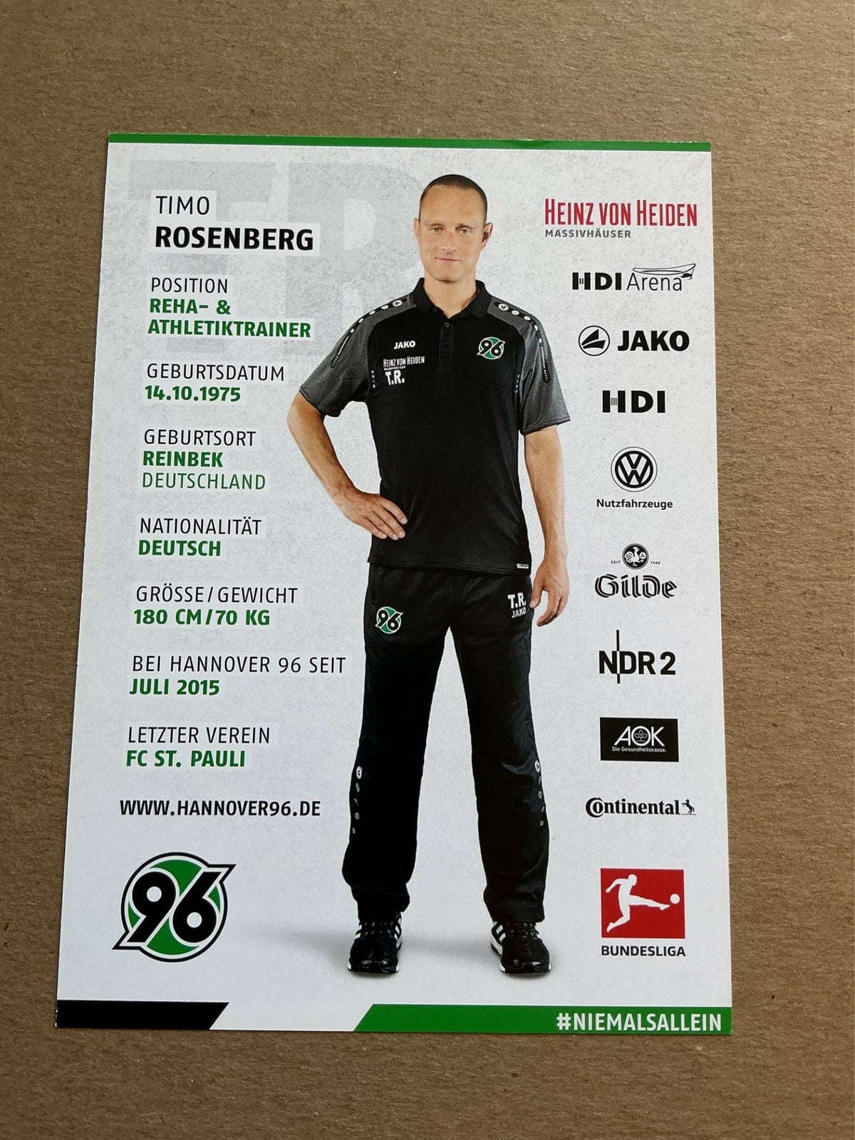 Timo Rosenberg, Germany 🇩🇪 Hannover 96 2017/18 hand signed - Autographs-World