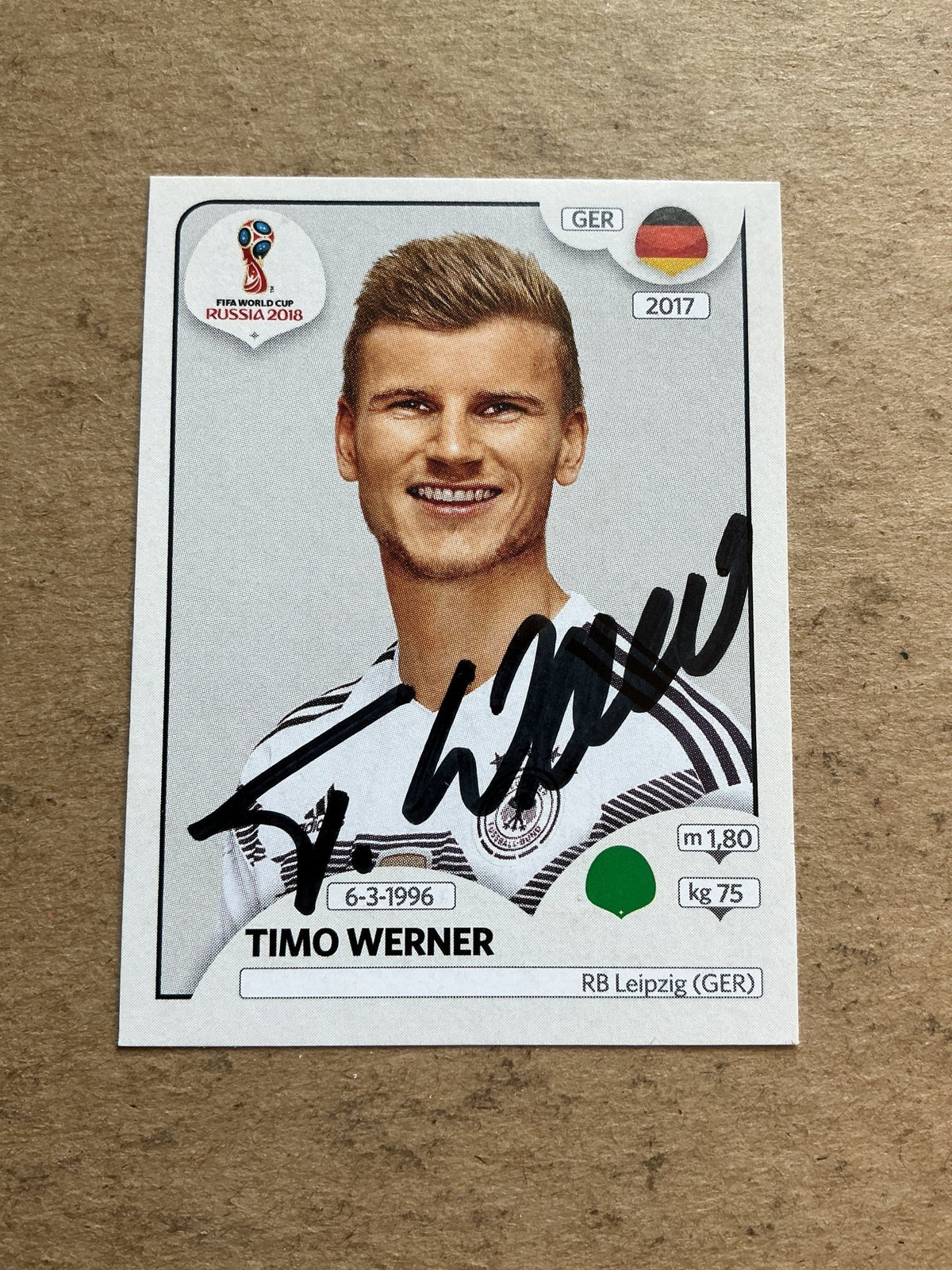 Timo Werner, Germany 🇩🇪 FIFA World Cup 2018 Panini hand signed - Autographs-World
