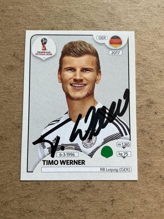 Timo Werner, Germany 🇩🇪 FIFA World Cup 2018 Panini hand signed - Autographs-World