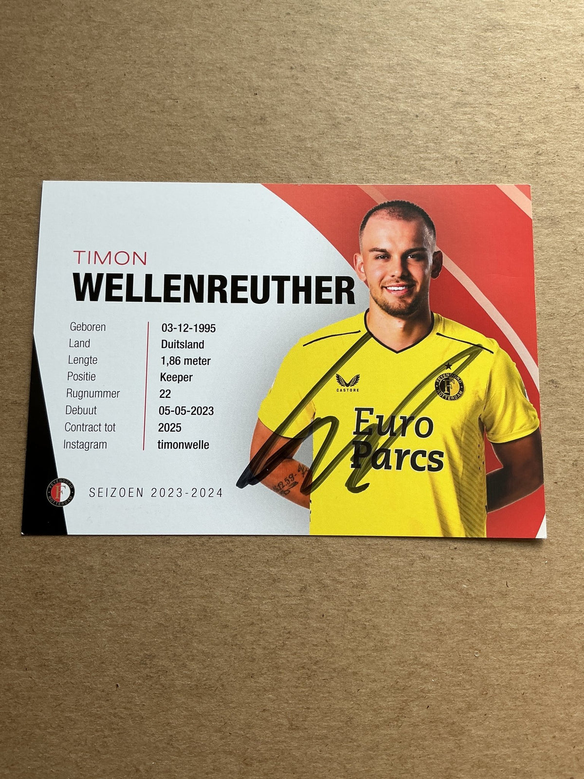 Timon Wellenreuther, Germany 🇩🇪 Feyenoord Rotterdam 2023/24 hand signed - Autographs-World