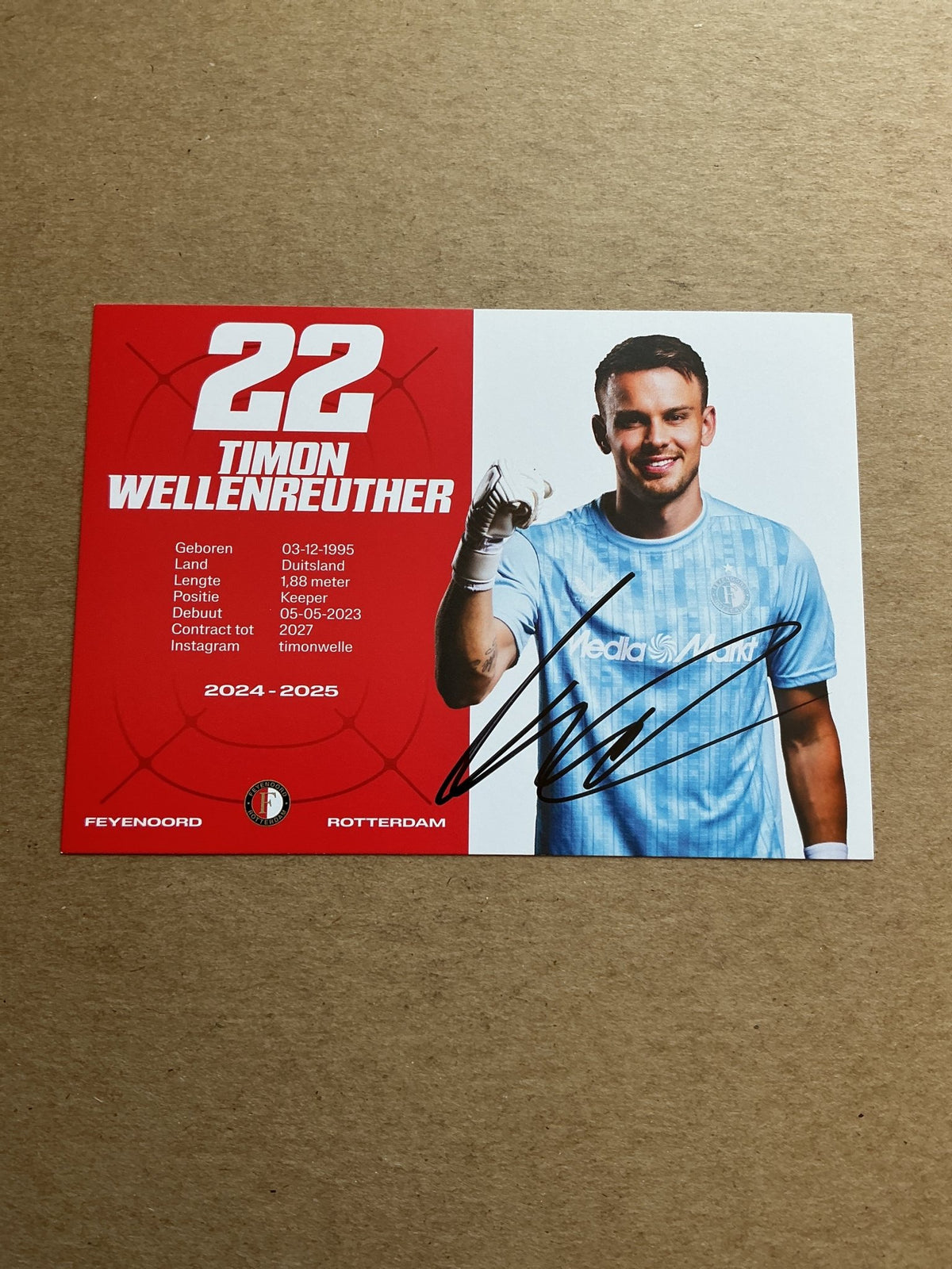 Timon Wellenreuther, Germany 🇩🇪 Feyenoord Rotterdam 2024/25 hand signed - Autographs-World