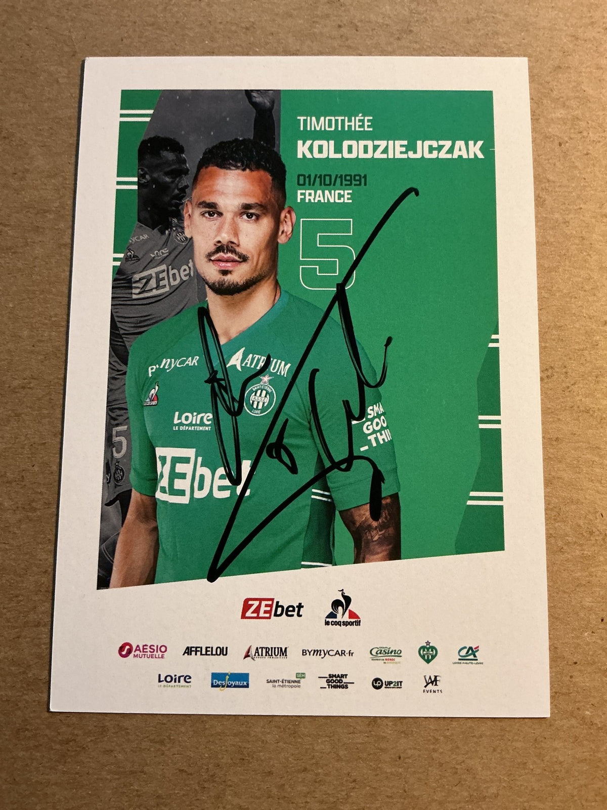 Timothée Kolodziejczak, France 🇫🇷 AS Saint-Étienne 2021/22 hand signed - Autographs-World