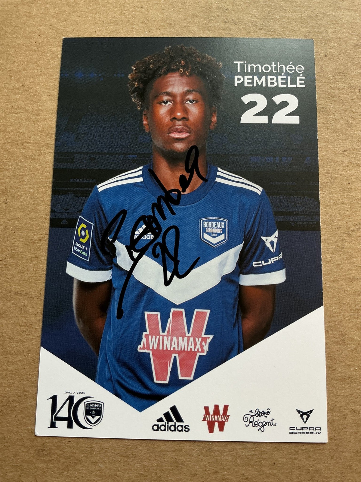 Timothee Pembele, France 🇫🇷 Girondins Bordeaux 2021/22 hand signed - Autographs-World
