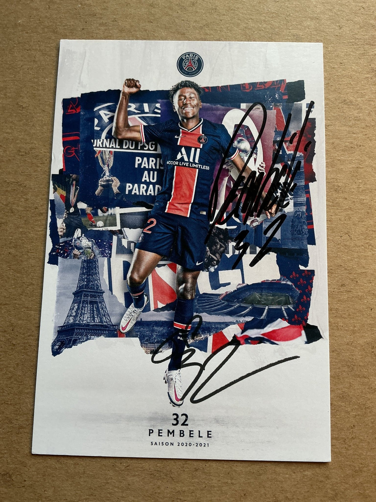 Timothée Pembélé, France 🇫🇷 Paris Saint-Germain 2020/21 hand signed - Autographs-World