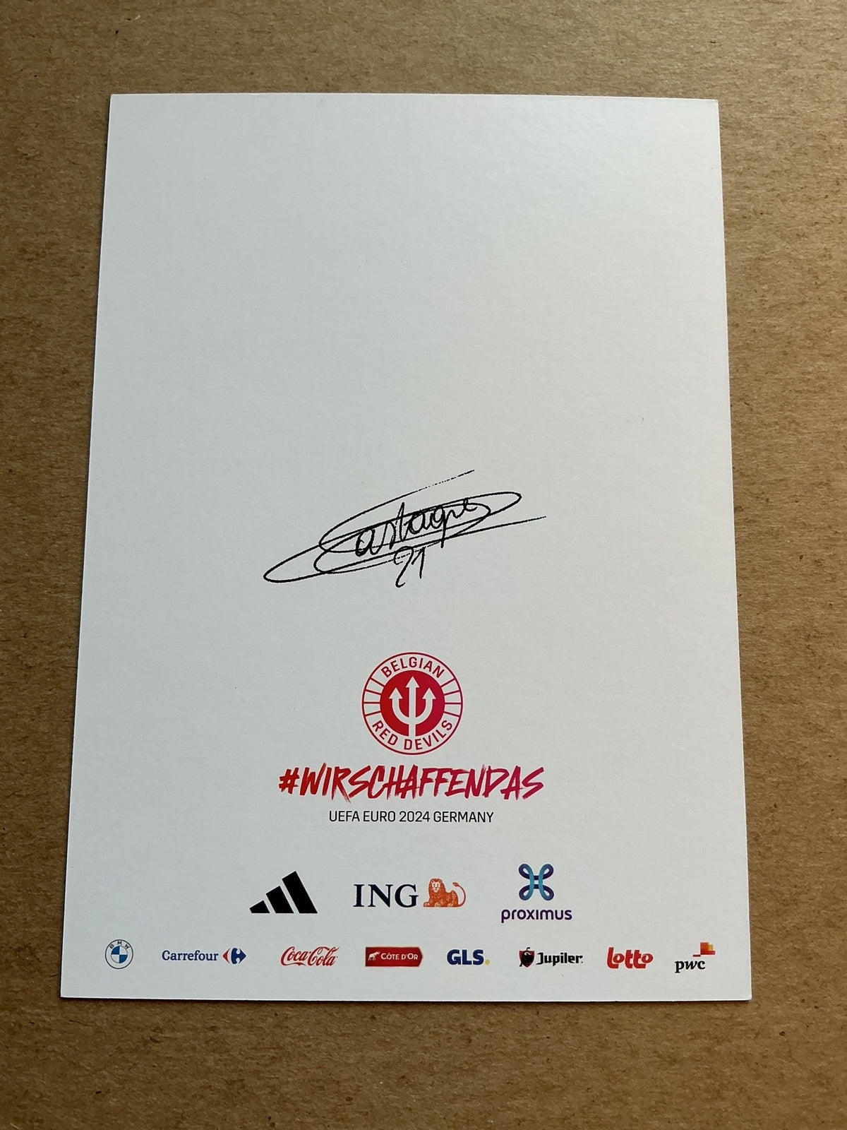Timothy Castagne, Belgium 🇧🇪 UEFA Euro Cup 2024 hand signed - Autographs-World