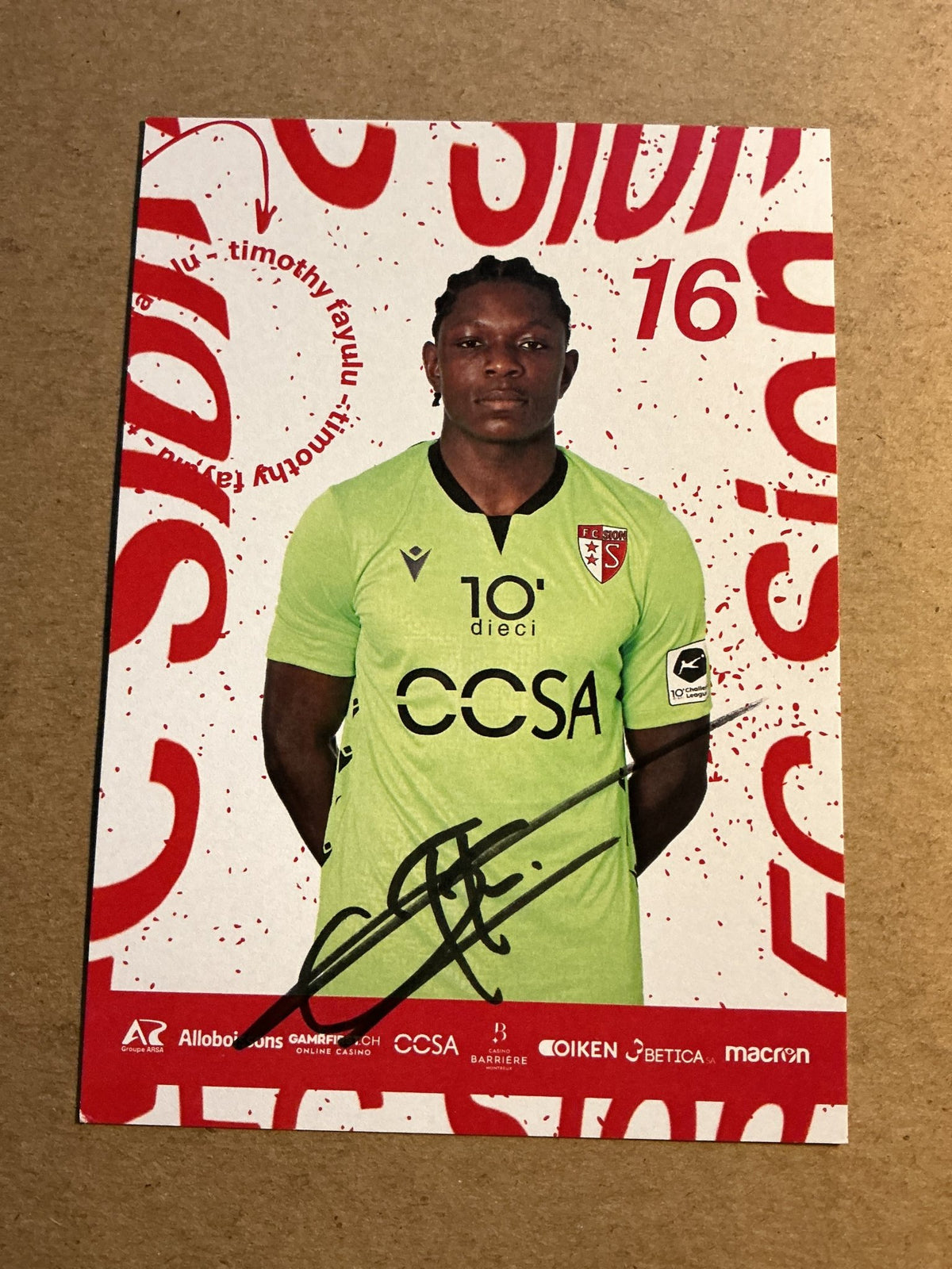 Timothy Fayulu, Kongo 🇨🇩 FC Sion 2023/24 hand signed - Autographs-World