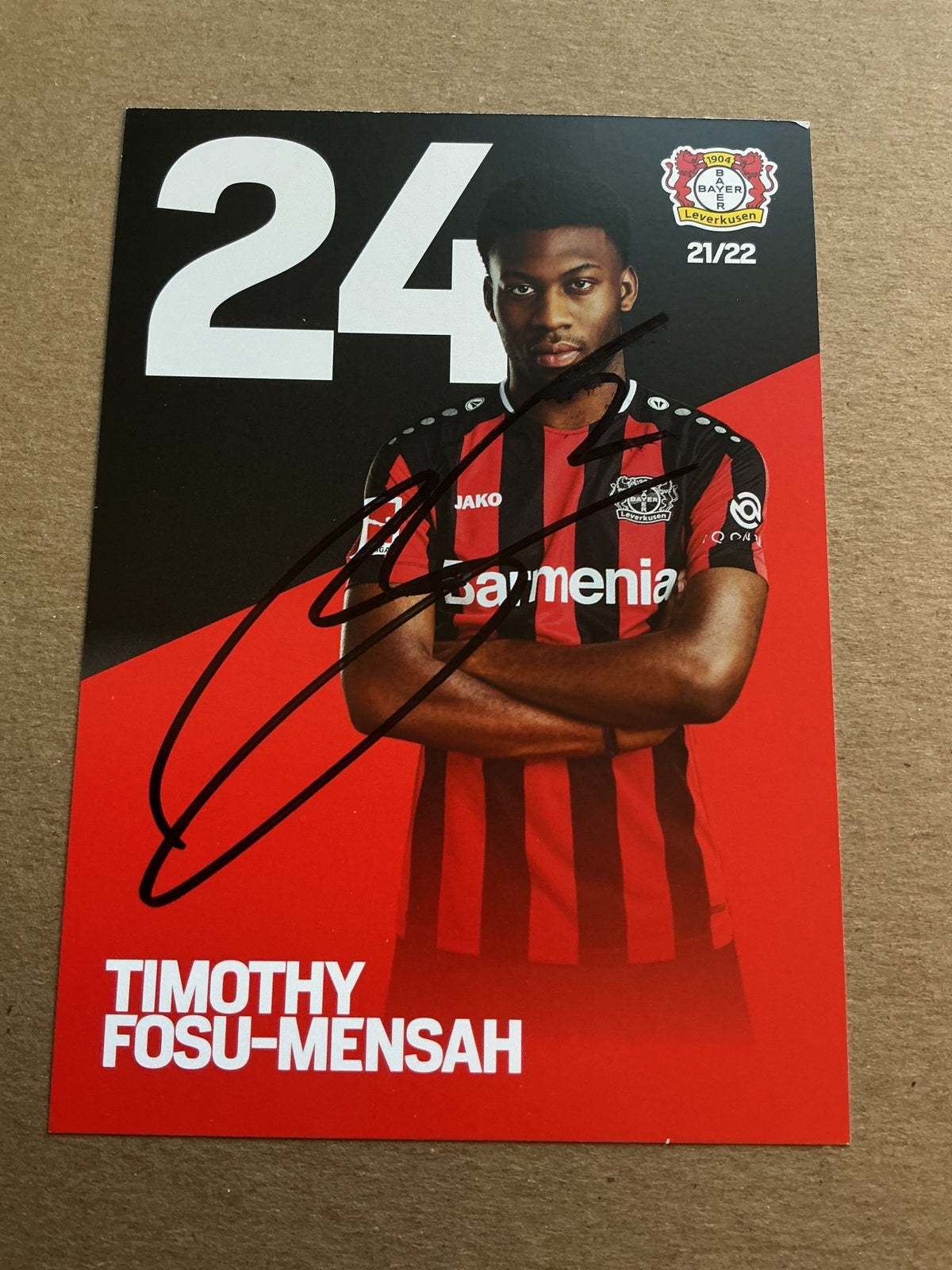 Timothy Fosu-Mensah, Netherlands 🇳🇱 Bayer 04 Leverkusen 2021/22 hand signed - Autographs-World