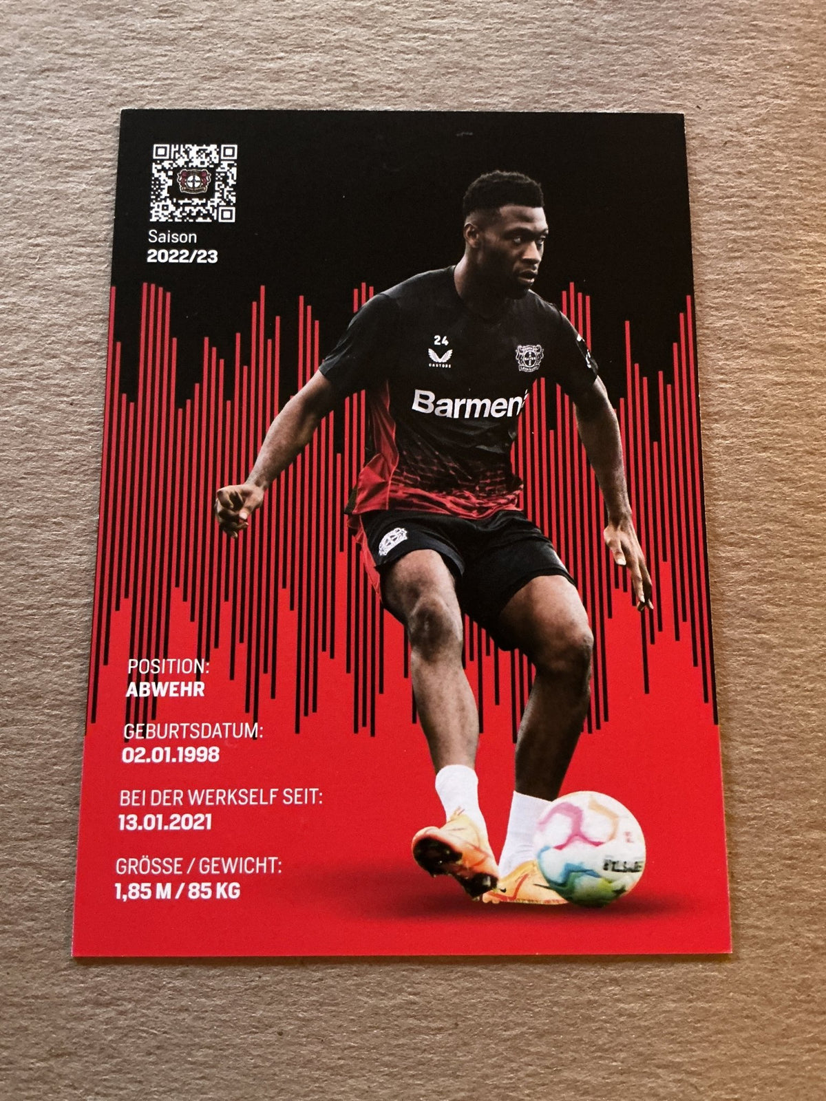 Timothy Fosu-Mensah, Netherlands 🇳🇱 Bayer 04 Leverkusen 2022/23 hand signed - Autographs-World