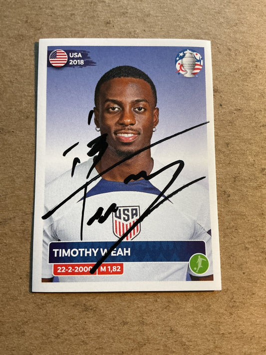 Timothy Weah, USA 🇺🇸 Copa America 2024 Panini hand signed - Autographs-World