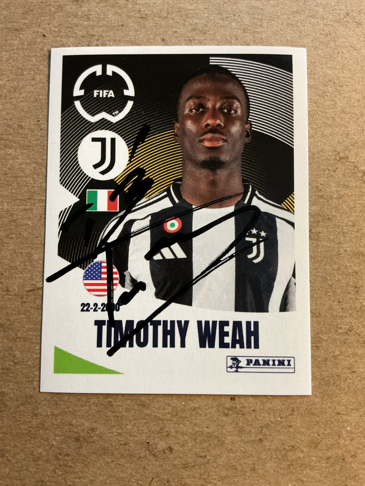 Timothy Weah, USA 🇺🇸 Juventus FC Club World Cup 2025 Panini hand signed - Autographs-World