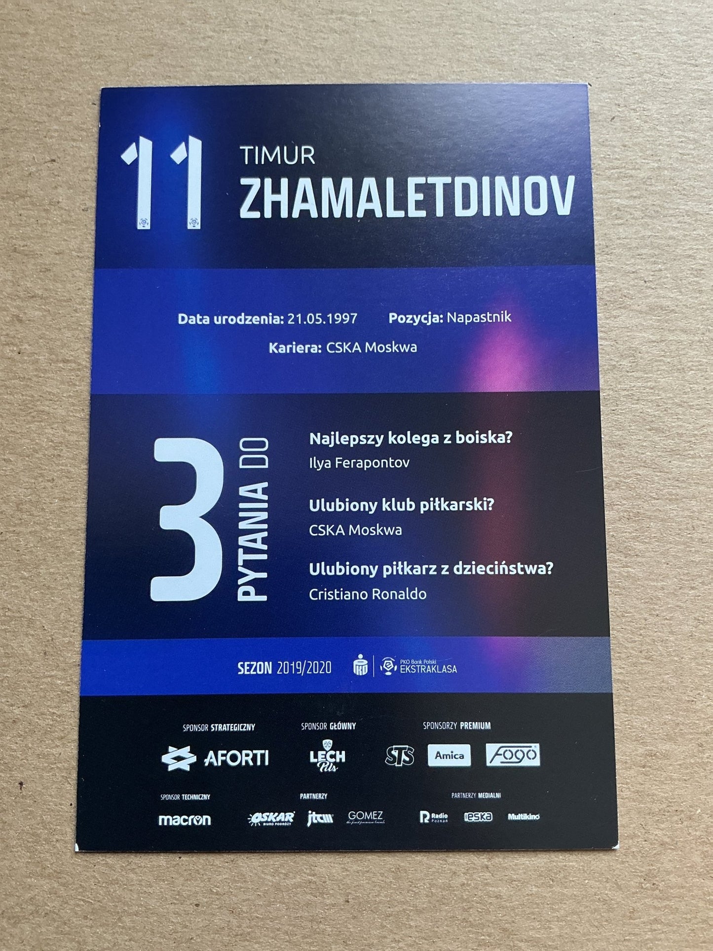 Timur Zhamaletdinov, Russia 🇷🇺 Lech Poznań 2019/20 hand signed - Autographs-World