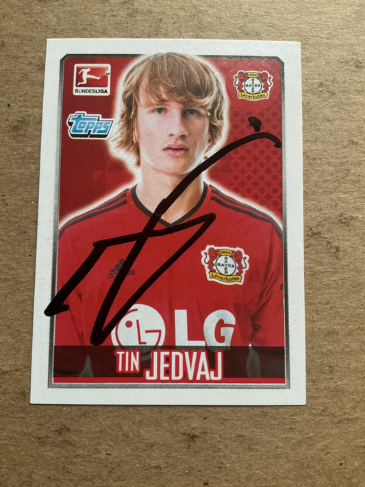 Tin Jedvaj, Croatia 🇭🇷 Bayer 04 Leverkusen 2014/15 Topps hand signed - Autographs-World