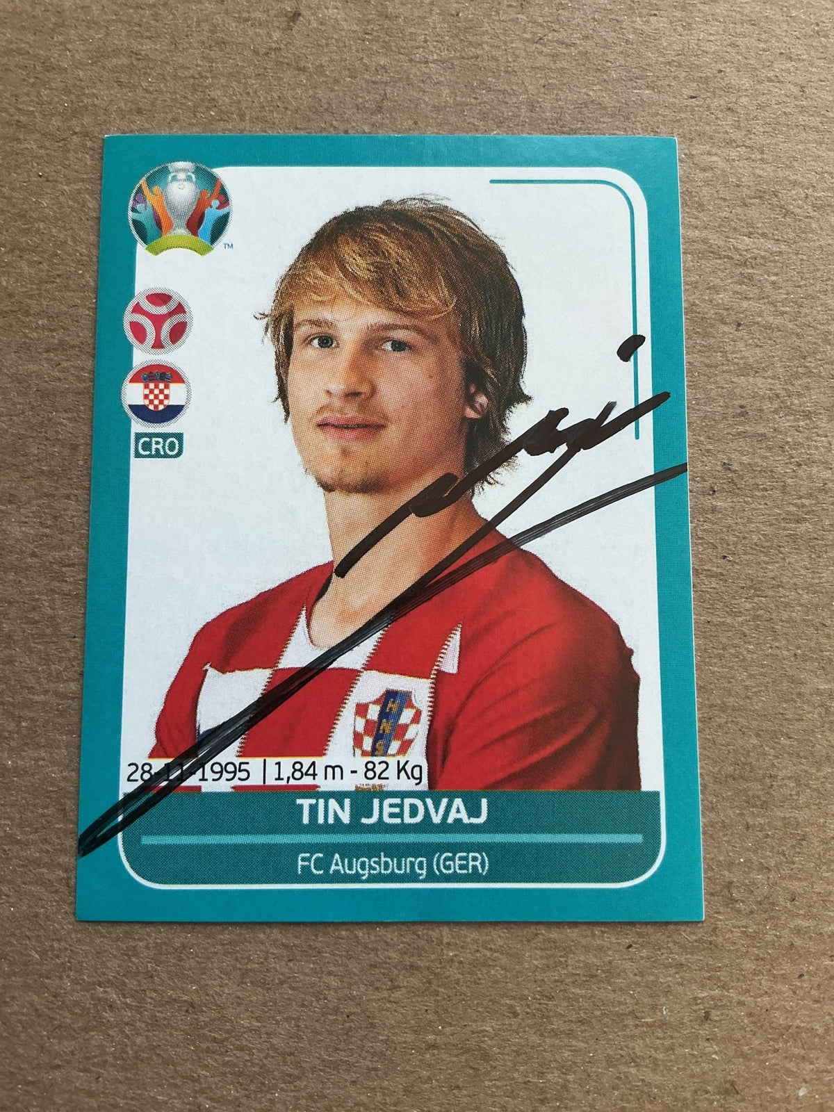 Tin Jedvaj, Croatia 🇭🇷 UEFA Euro 2020 Panini hand signed - Autographs-World