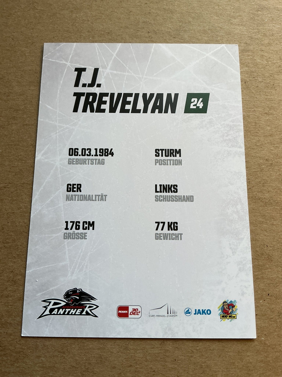 T.J. Trevelyan, Germany 🇩🇪 Augsburg Panther 2023/24 hand signed - Autographs-World