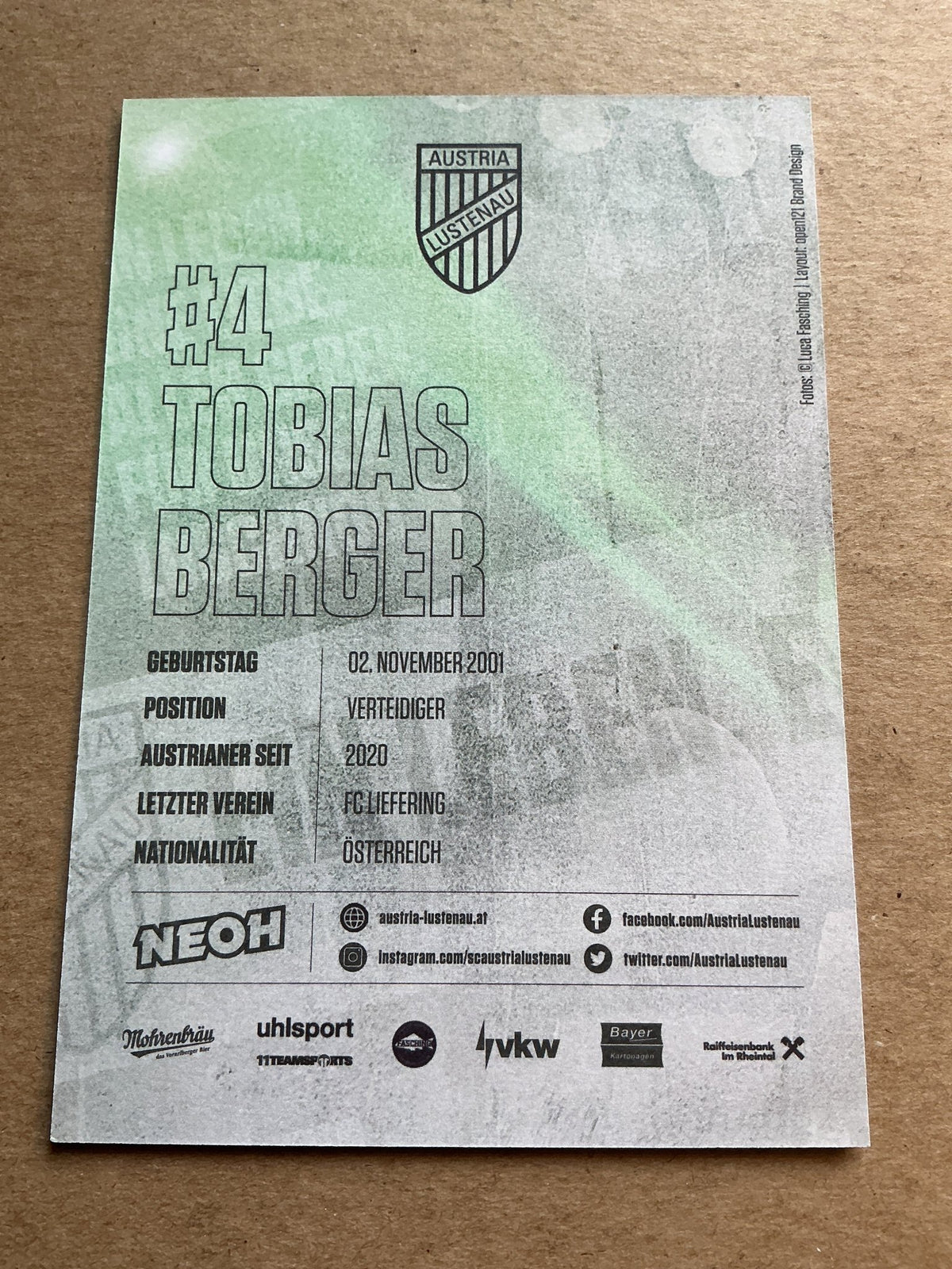Tobias Berger, Austria 🇦🇹 SC Austria Lustenau 2023/24 hand signed - Autographs-World
