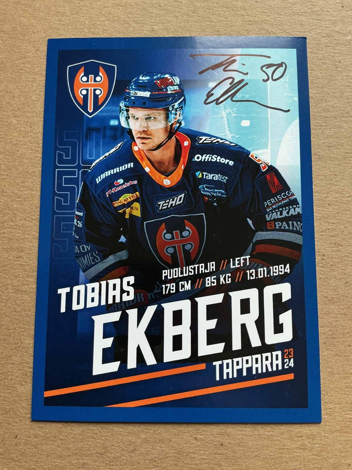 Tobias Ekberg, Sweden 🇸🇪 Tappara Tampere 2023/24 hand signed - Autographs-World