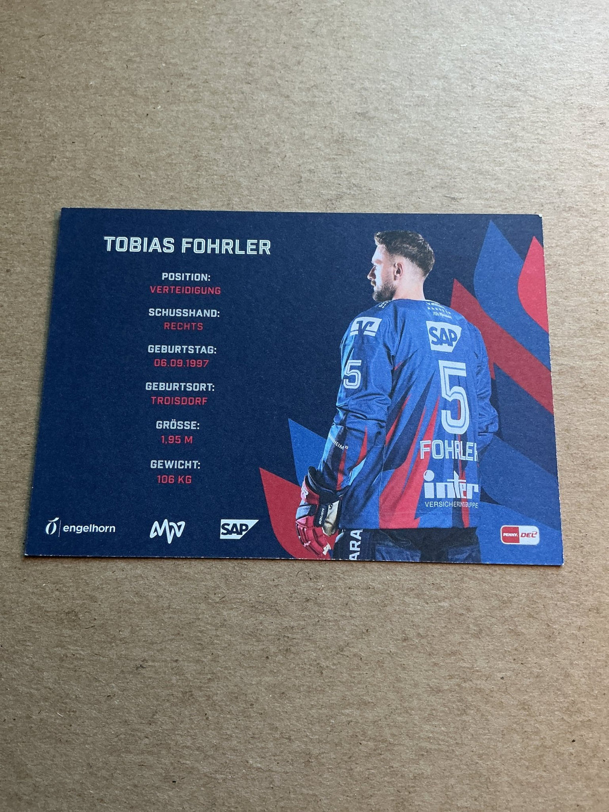 Tobias Fohrler, Germany 🇩🇪 Adler Mannheim 2024/25 hand signed - Autographs-World