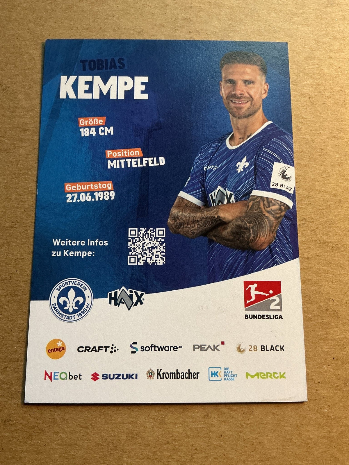 Tobias Kempe, Germany 🇩🇪 SV Darmstadt 98 2023/24 hand signed - Autographs-World