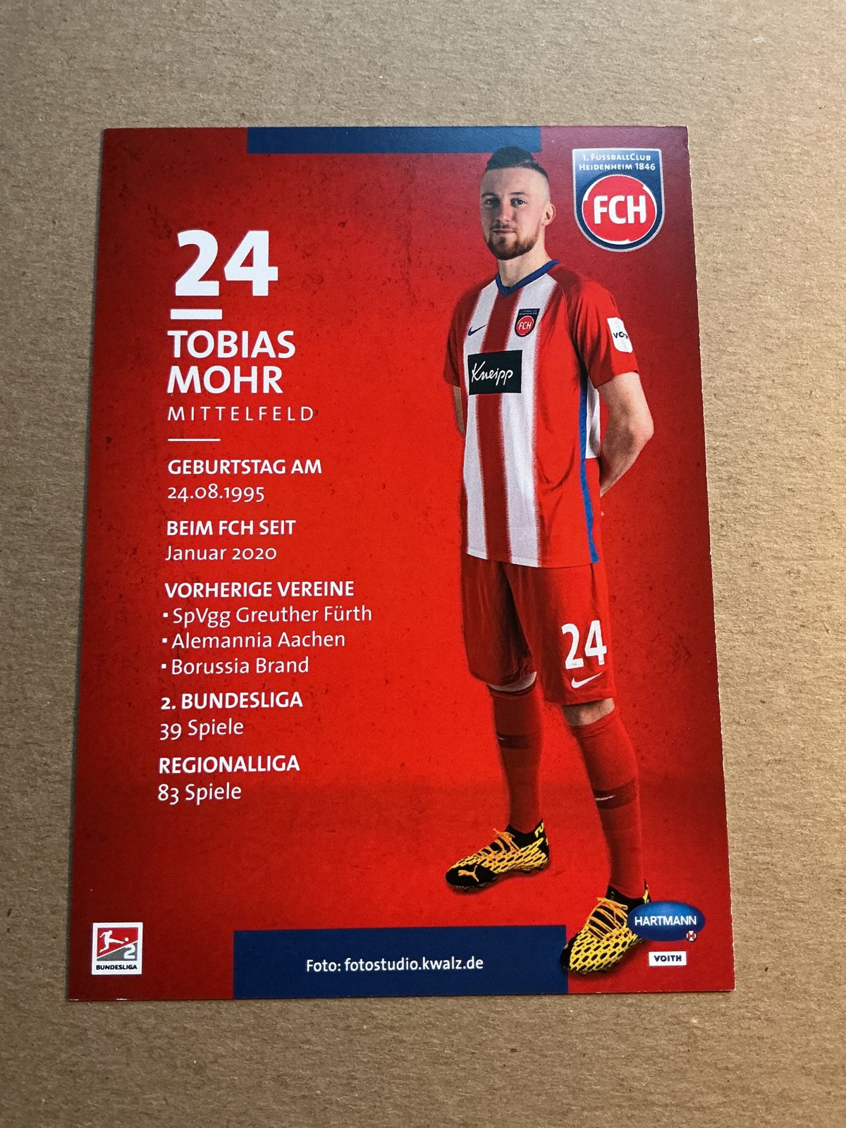Tobias Mohr, Germany 🇩🇪 1.FC Heidenheim 2019/20 hand signed - Autographs-World