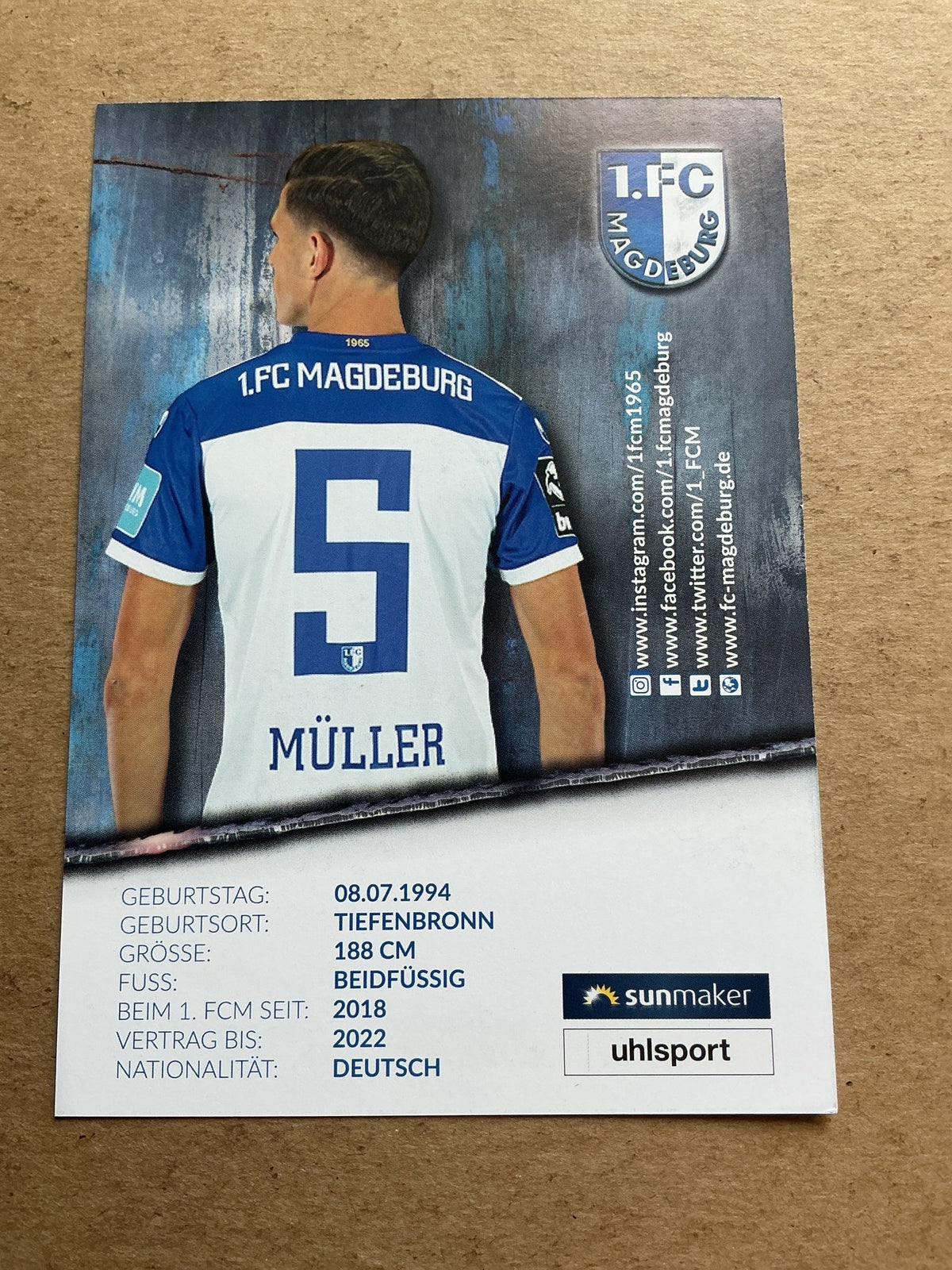 Tobias Müller, Germany 🇩🇪 1.FC Magdeburg 2020/21 hand signed - Autographs-World
