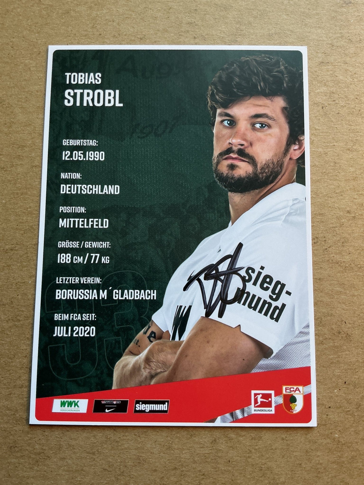 Tobias Strobl, Germany 🇩🇪 FC Augsburg 2020/21 hand signed - Autographs-World