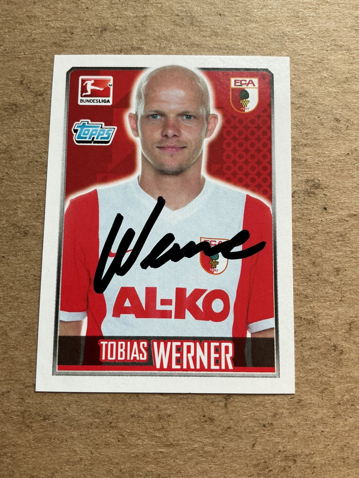 Tobias Werner, Germany 🇩🇪 FC Augsburg 2014/15 Topps hand signed - Autographs-World