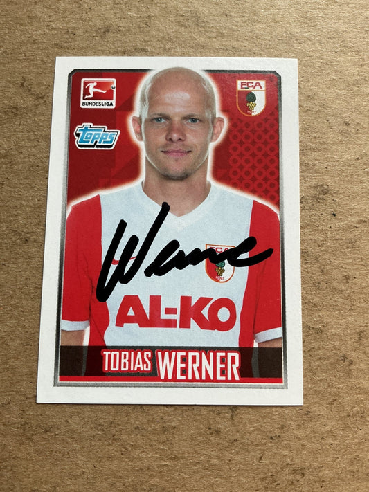 Tobias Werner, Germany 🇩🇪 FC Augsburg 2014/15 Topps hand signed - Autographs-World