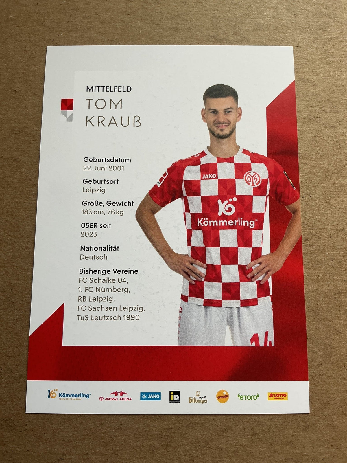 Tom Krauß, Germany 🇩🇪 FSV Mainz 05 2023/24 hand signed - Autographs-World