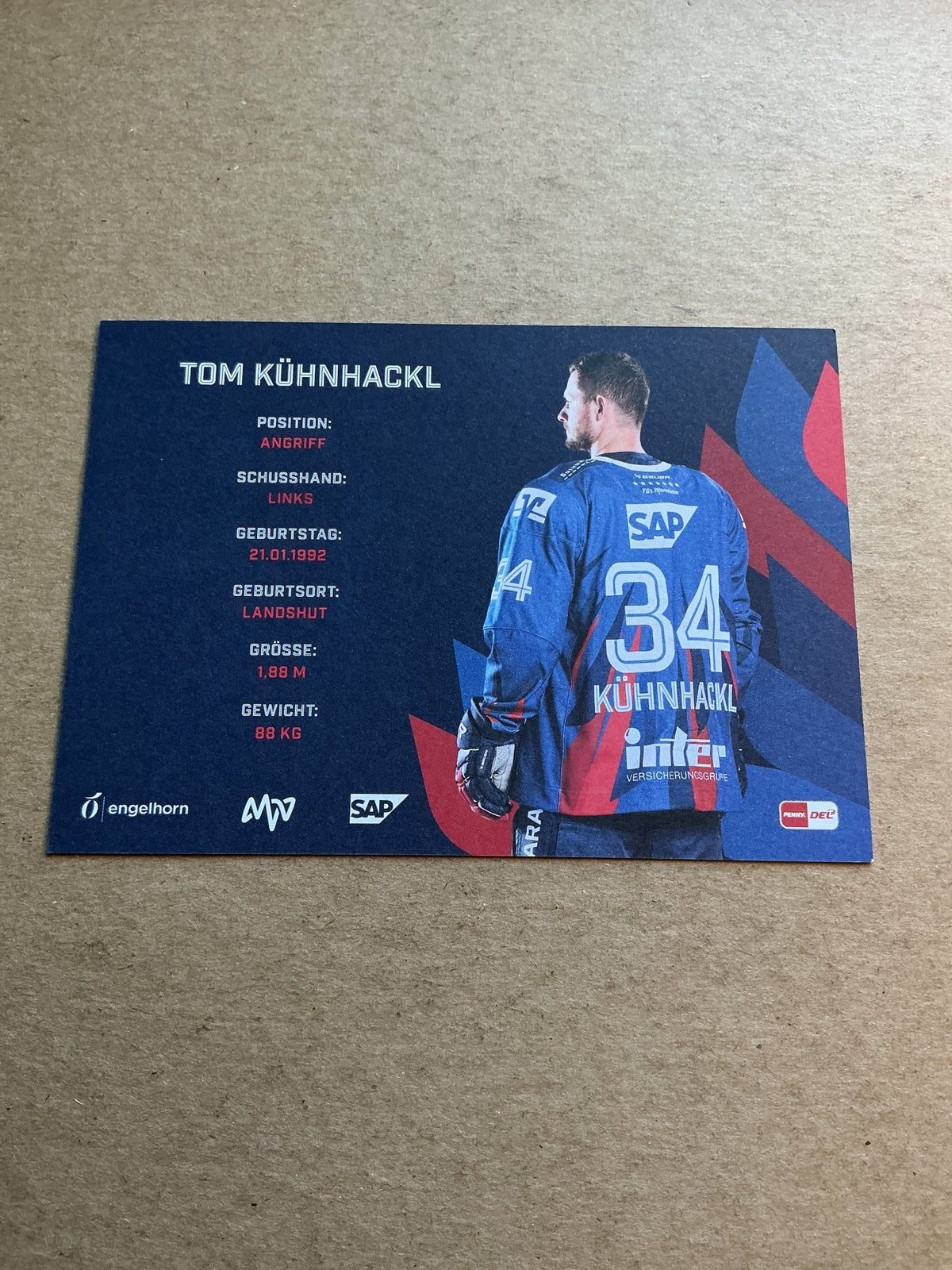 Tom Kühnhackl, Germany 🇩🇪 Adler Mannheim 2024/25 hand signed - Autographs-World