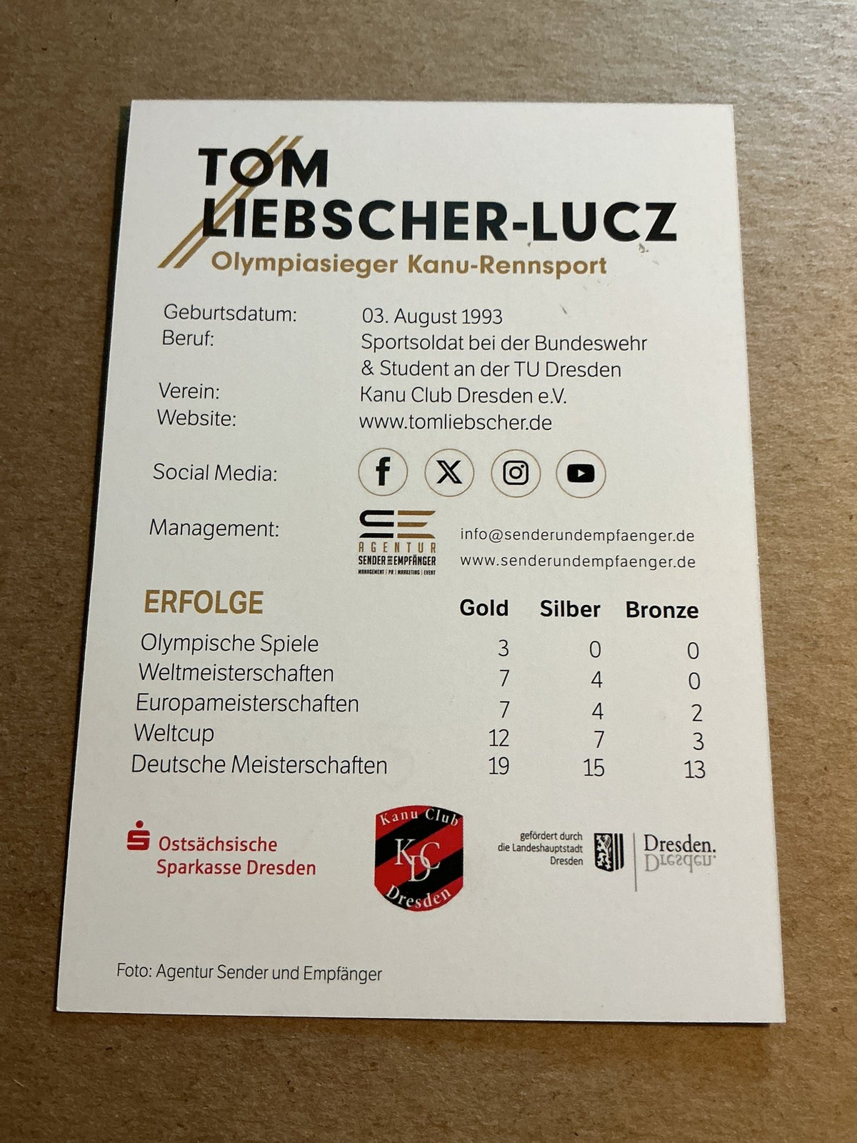 Tom Liebscher-Lucz, Germany 🇩🇪 Canoeing Summer Olympics 2024 hand signed - Autographs-World