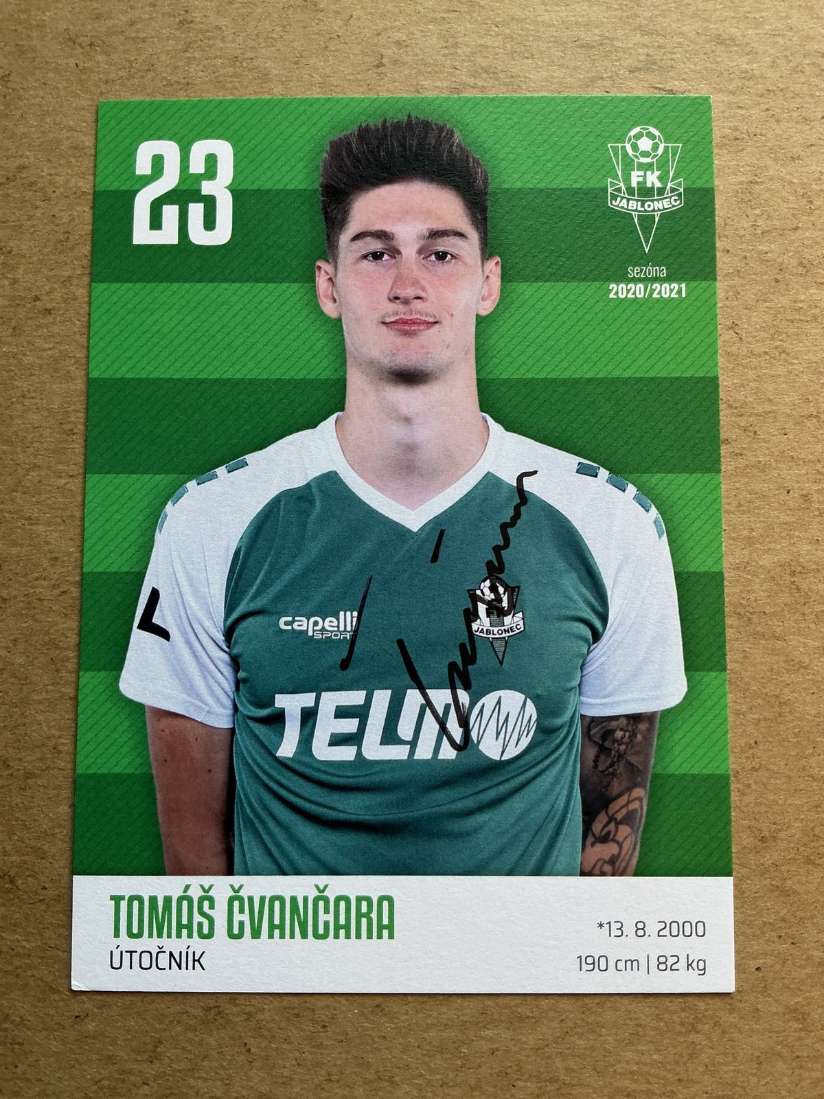 Tomáš Čvančara, Czech Republic 🇨🇿 FK Jablonec 2020/21 hand signed - Autographs-World