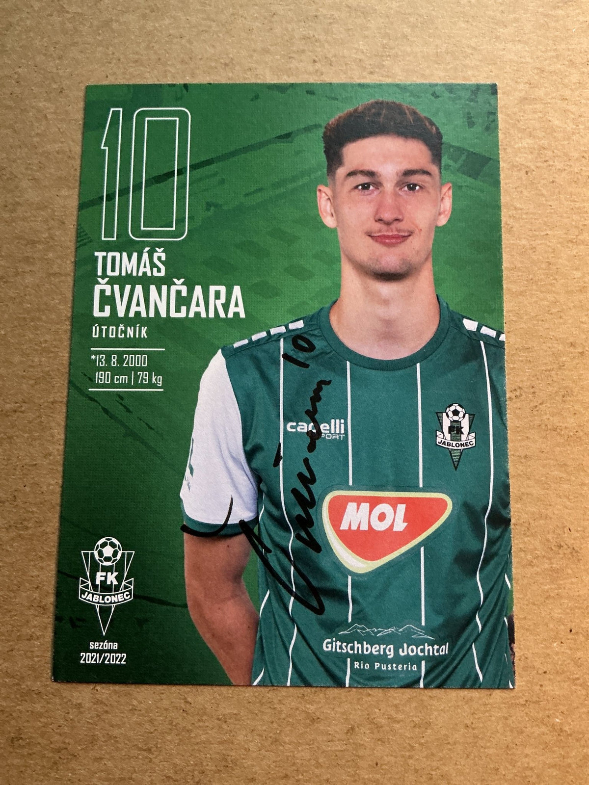 Tomáš Čvančara, Czech Republic 🇨🇿 FK Jablonec 2021/22 hand signed - Autographs-World