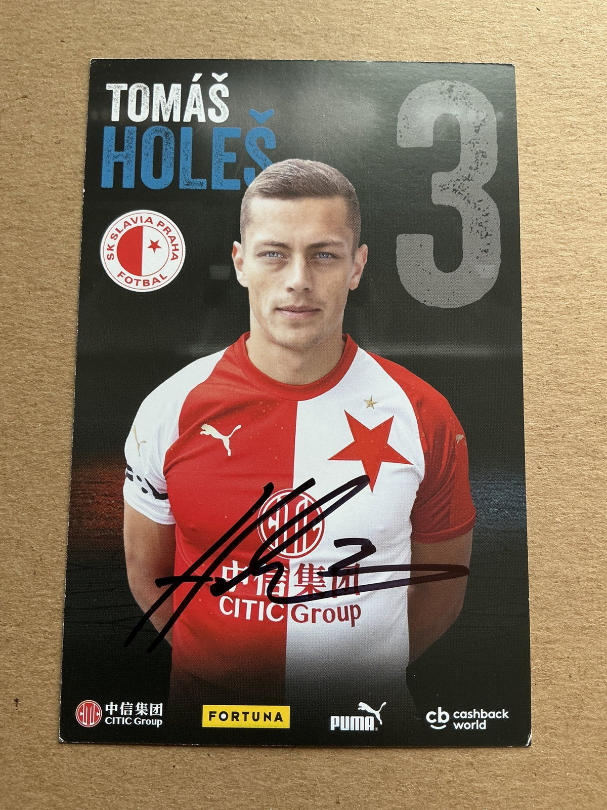 Tomáš Holes, Czech Republic 🇨🇿 SK Slavia Prague 2019/20 hand signed - Autographs-World