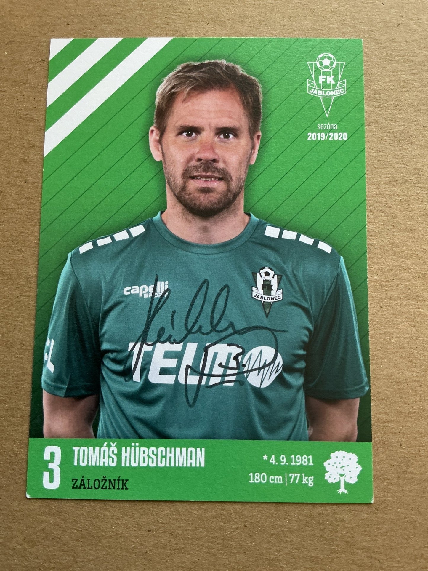Tomáš Hübschman, Czech Republic 🇨🇿 FK Jablonec 2019/20 hand signed - Autographs-World